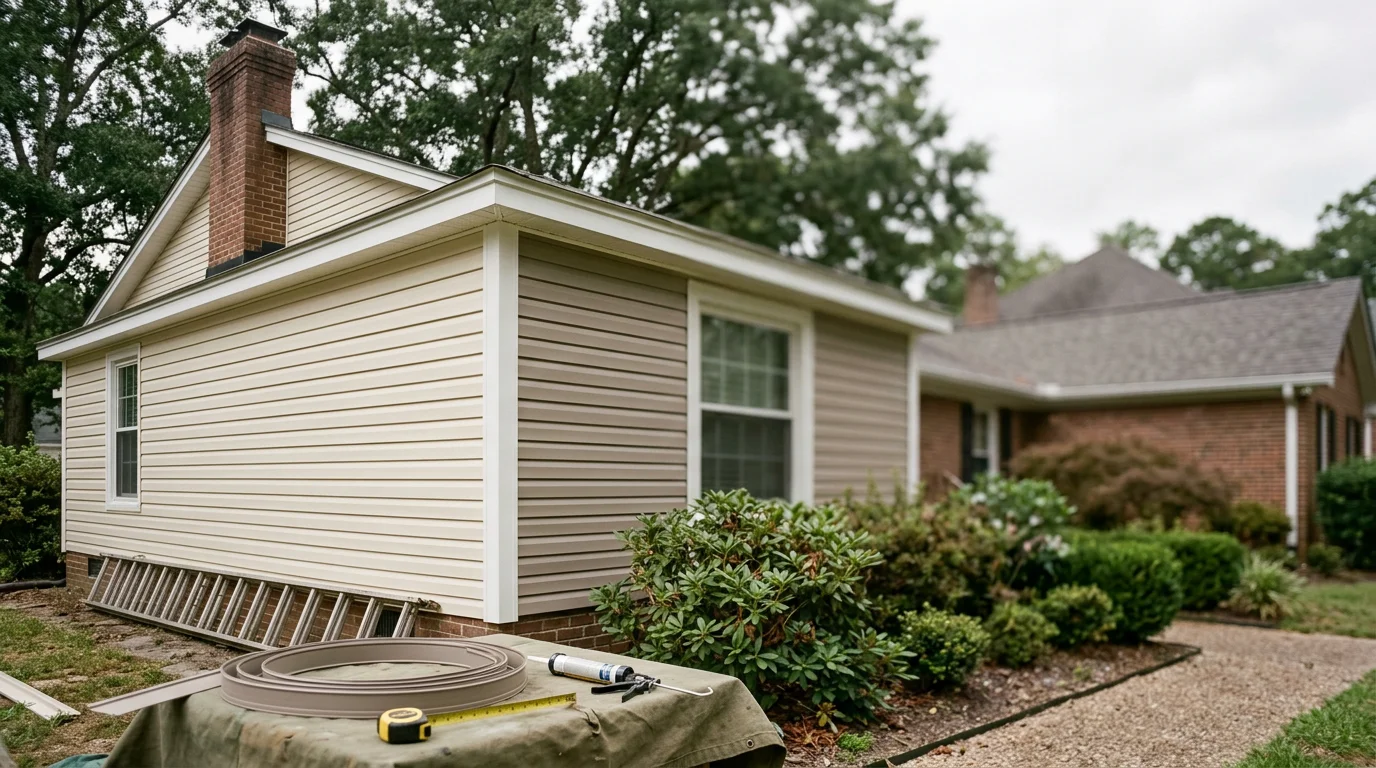 Vinyl siding installation on a residential home exterior in Fayetteville